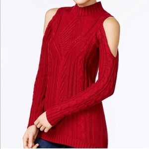 Riva Cold Shoulder Cable Knit Sweater